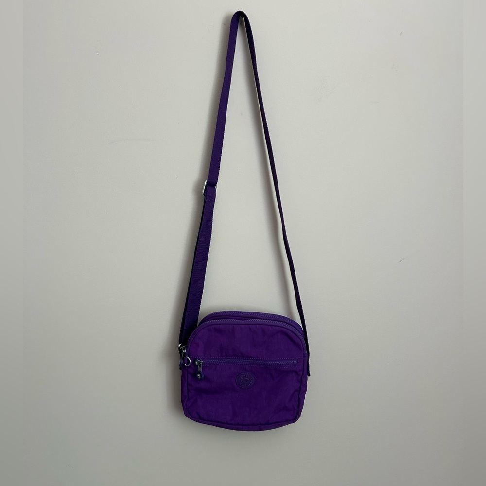 Kipling Purple Nylon Double Zipper Pocket Bag